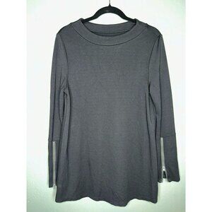 Soft Surroundings Women's Medium Black Bell Sleeve Zipper Rilassare Blouse